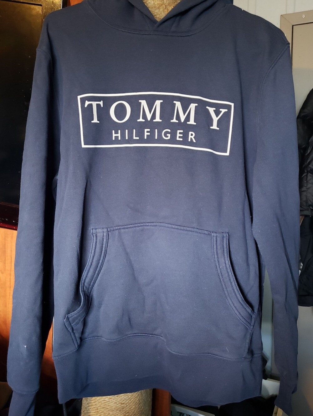 Tommy Hilfiger Mens Navy Blue Logo Pullover Size Medium